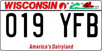 WI license plate 019YFB