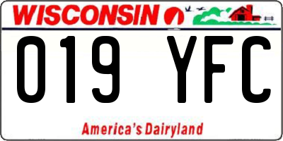 WI license plate 019YFC