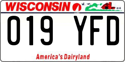 WI license plate 019YFD