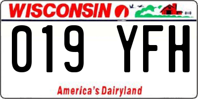 WI license plate 019YFH