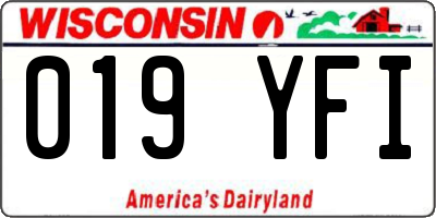 WI license plate 019YFI