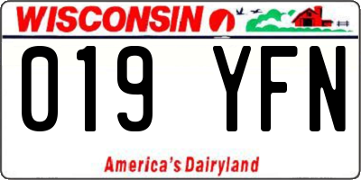 WI license plate 019YFN