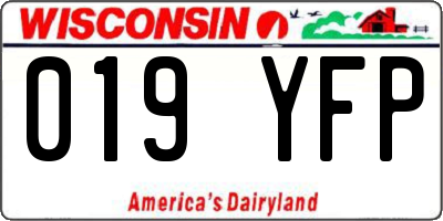 WI license plate 019YFP
