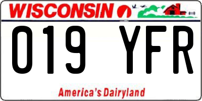 WI license plate 019YFR