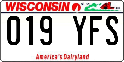 WI license plate 019YFS