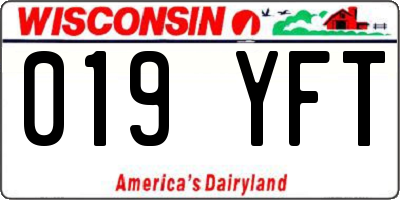 WI license plate 019YFT
