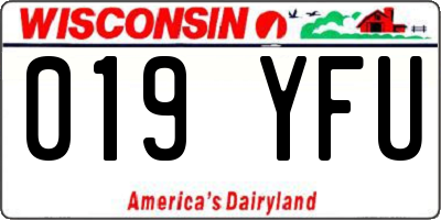 WI license plate 019YFU