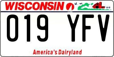 WI license plate 019YFV