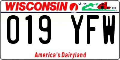 WI license plate 019YFW