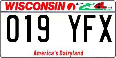 WI license plate 019YFX