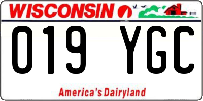 WI license plate 019YGC