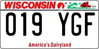 WI license plate 019YGF