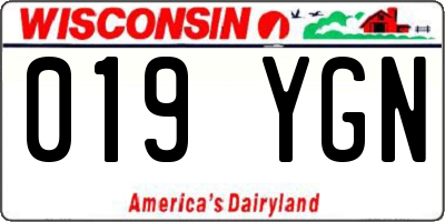 WI license plate 019YGN