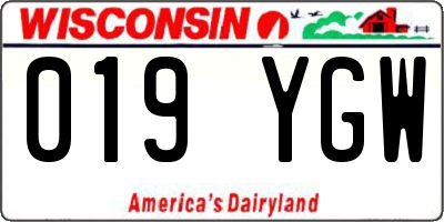 WI license plate 019YGW