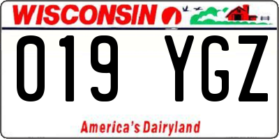 WI license plate 019YGZ