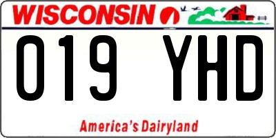 WI license plate 019YHD