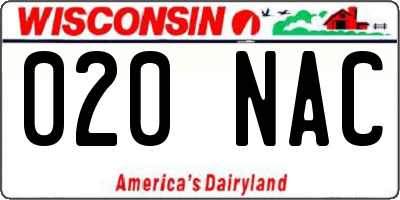 WI license plate 020NAC