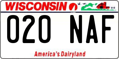 WI license plate 020NAF