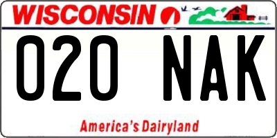 WI license plate 020NAK