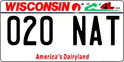 WI license plate 020NAT