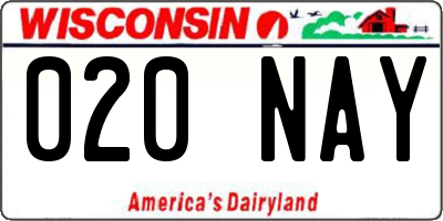 WI license plate 020NAY