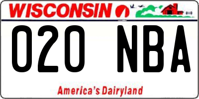 WI license plate 020NBA