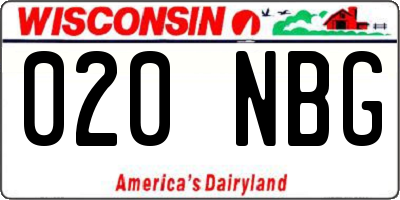 WI license plate 020NBG