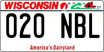 WI license plate 020NBL