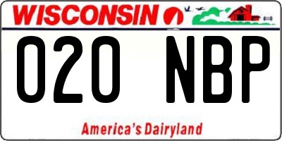 WI license plate 020NBP
