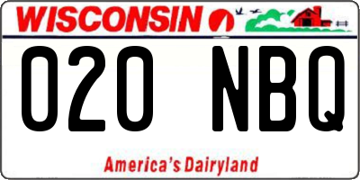 WI license plate 020NBQ