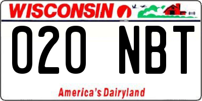 WI license plate 020NBT