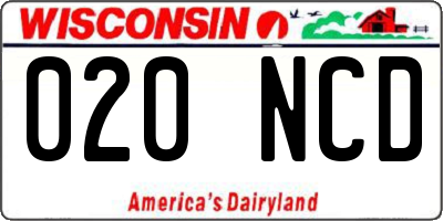 WI license plate 020NCD