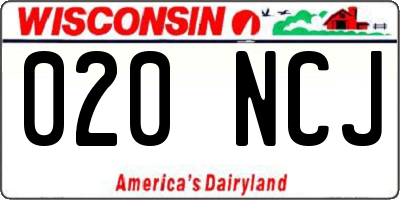 WI license plate 020NCJ