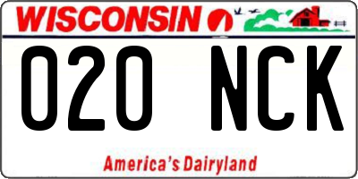 WI license plate 020NCK