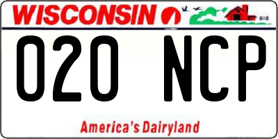 WI license plate 020NCP