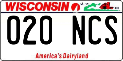 WI license plate 020NCS