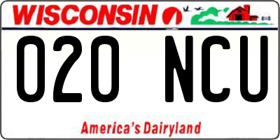 WI license plate 020NCU