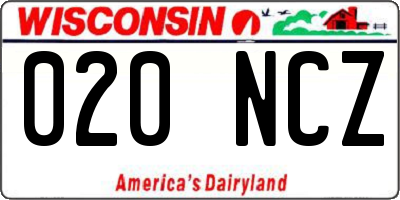 WI license plate 020NCZ