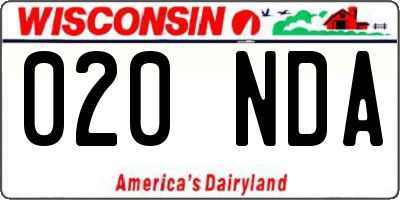 WI license plate 020NDA