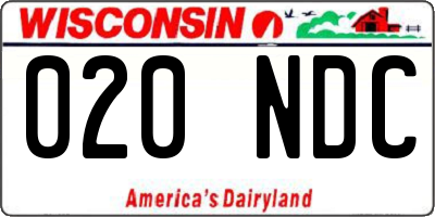 WI license plate 020NDC