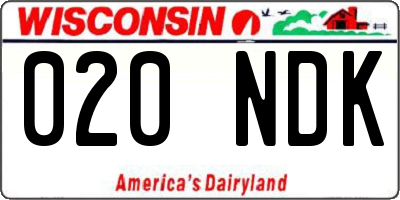 WI license plate 020NDK