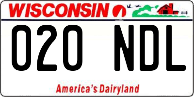 WI license plate 020NDL