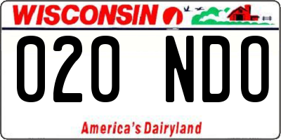 WI license plate 020NDO