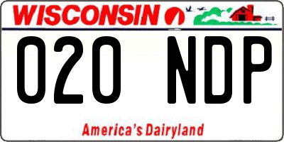 WI license plate 020NDP