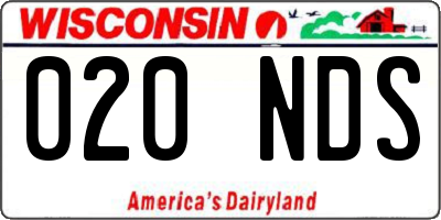 WI license plate 020NDS