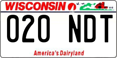WI license plate 020NDT
