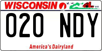 WI license plate 020NDY