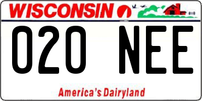 WI license plate 020NEE
