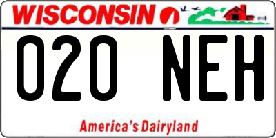 WI license plate 020NEH