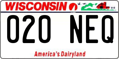 WI license plate 020NEQ